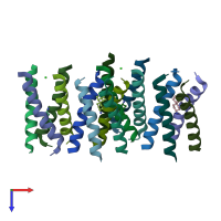 PDB entry 6bmz coloured by chain, top view.