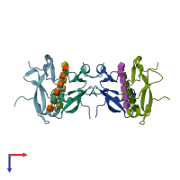 PDB 6bn0 coloured by chain and viewed from the top.