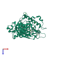 PDB entry 6bn2 coloured by chain, top view.
