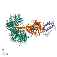 PDB entry 6bn7 coloured by chain, front view.