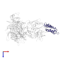 Bromodomain-containing protein 4 in PDB entry 6bn7, assembly 1, top view.