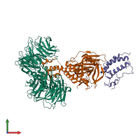 PDB entry 6bn8 coloured by chain, front view.