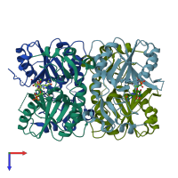 PDB entry 6bnj coloured by chain, top view.