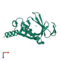 PDB entry 6bnm coloured by chain, top view.