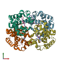 PDB entry 6bnr coloured by chain, front view.