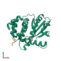 PDB entry 6bo0 coloured by chain, front view.