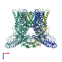 PDB entry 6bo5 coloured by chain, top view.