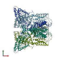 PDB entry 6bo8 coloured by chain, front view.