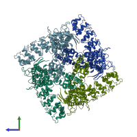 PDB entry 6bo8 coloured by chain, side view.