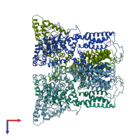 PDB entry 6bo8 coloured by chain, top view.