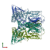 PDB entry 6bob coloured by chain, front view.