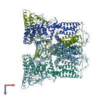 PDB entry 6bob coloured by chain, top view.