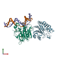 PDB entry 6bor coloured by chain, front view.