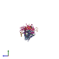 PDB entry 6bp2 coloured by chain, side view.