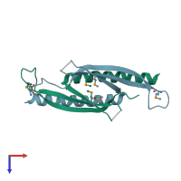 PDB entry 6bp6 coloured by chain, top view.