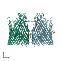 PDB entry 6bpm coloured by chain, front view.