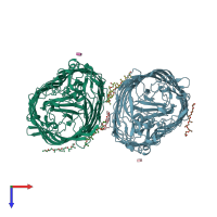 PDB entry 6bpm coloured by chain, top view.