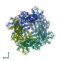 PDB entry 6bpq coloured by chain, side view.