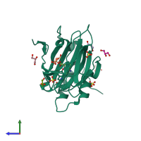 PDB entry 6bpr coloured by chain, side view.