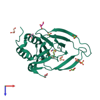 PDB entry 6bpr coloured by chain, top view.