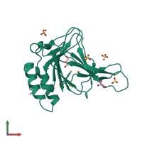 PDB entry 6bpt coloured by chain, front view.