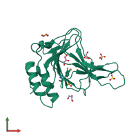 PDB entry 6bpu coloured by chain, front view.