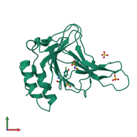 PDB entry 6bpv coloured by chain, front view.
