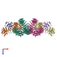PDB entry 6bq1 coloured by chain, top view.