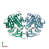 PDB entry 6bq5 coloured by chain, front view.
