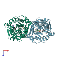 PDB entry 6bq5 coloured by chain, top view.