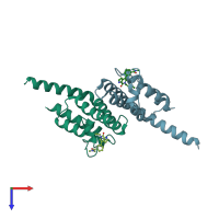 PDB entry 6bqd coloured by chain, top view.