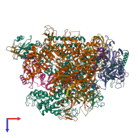 PDB entry 6bqf coloured by chain, top view.