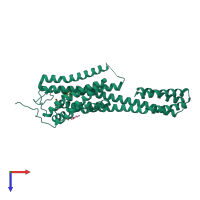 PDB entry 6bqg coloured by chain, top view.