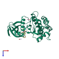 PDB entry 6bql coloured by chain, top view.