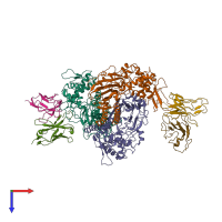 PDB entry 6bqn coloured by chain, top view.