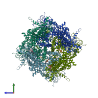 PDB entry 6bqr coloured by chain, side view.