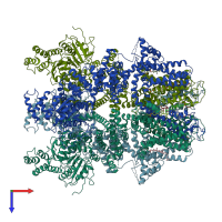 PDB entry 6bqr coloured by chain, top view.