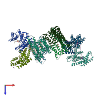 PDB entry 6bqt coloured by chain, top view.