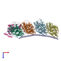 PDB entry 6br1 coloured by chain, top view.