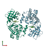 PDB entry 6brc coloured by chain, front view.