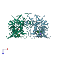 PDB entry 6brc coloured by chain, top view.