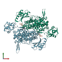 PDB entry 6brh coloured by chain, front view.