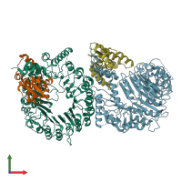 PDB entry 6brp coloured by chain, front view.