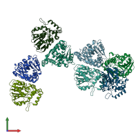 PDB entry 6brt coloured by chain, front view.