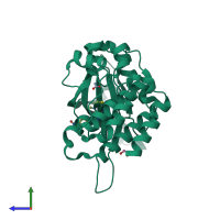 PDB entry 6brw coloured by chain, side view.