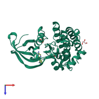 PDB entry 6bs0 coloured by chain, top view.
