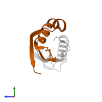 Mucin-1 subunit beta in PDB entry 6bsb, assembly 1, side view.