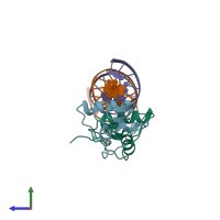 PDB entry 6bse coloured by chain, side view.