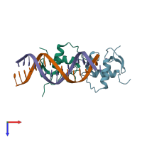 PDB entry 6bse coloured by chain, top view.