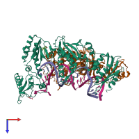 PDB entry 6bsg coloured by chain, top view.
